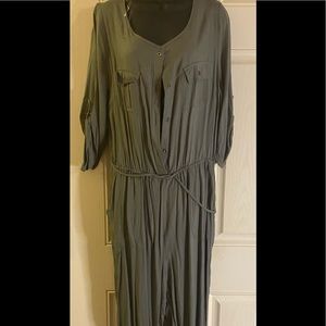 New never worn olive button up jump suit